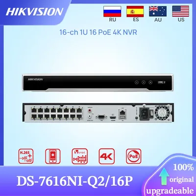 Hikvision Original 4K Network Video Recorder DS-7616NI-Q2/16P 16-ch 1U 16PoE NVR For IP Camera