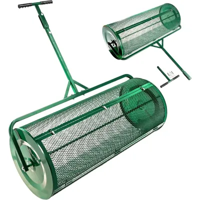 Landzie Lawn Garden Spreaders 44 Inch Heavy Duty Metal Mesh Basket Push/Tow Spreader Compost,Peat