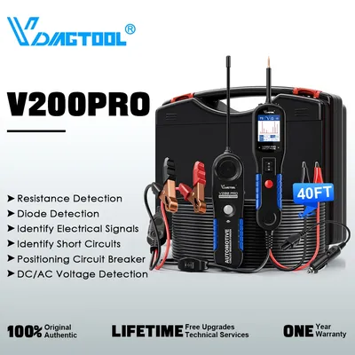 2025 VDIAGTOOL V200PRO Automotive Power Circuit Probe 12V 24V Circuit Tester Electrical System Diagnostic Tools with 40FT Cable