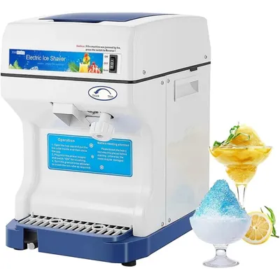 Electric Ice Crusher Shaver Snow Cone Maker Machine 265lbs/hr for Home and Commercial Use Blue