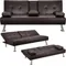 Modern Faux Leather Sofa Bed Convertible Folding Futon with Armrest Home Recliner Home Furniture for