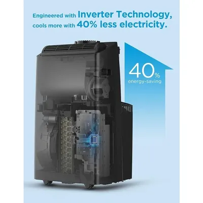 Duo 14,000 BTU (12,000 BTU SACC) High Efficiency Inverter, Ultra Quiet Portable Air Conditioner,