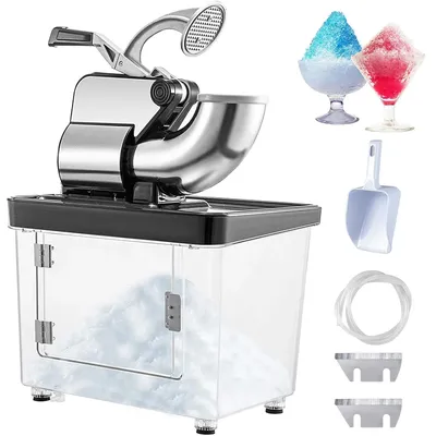 110V Commercial Ice Crusher 661LBS/H, ETL Approved 300W Electric Snow Cone Machine with Dual Blades,