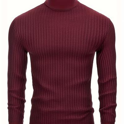 TEMU Men's 100% Cotton Solid Color Turtleneck Knit Sweater For Autumn And Winter, Casual Trendy Pullover As Gift