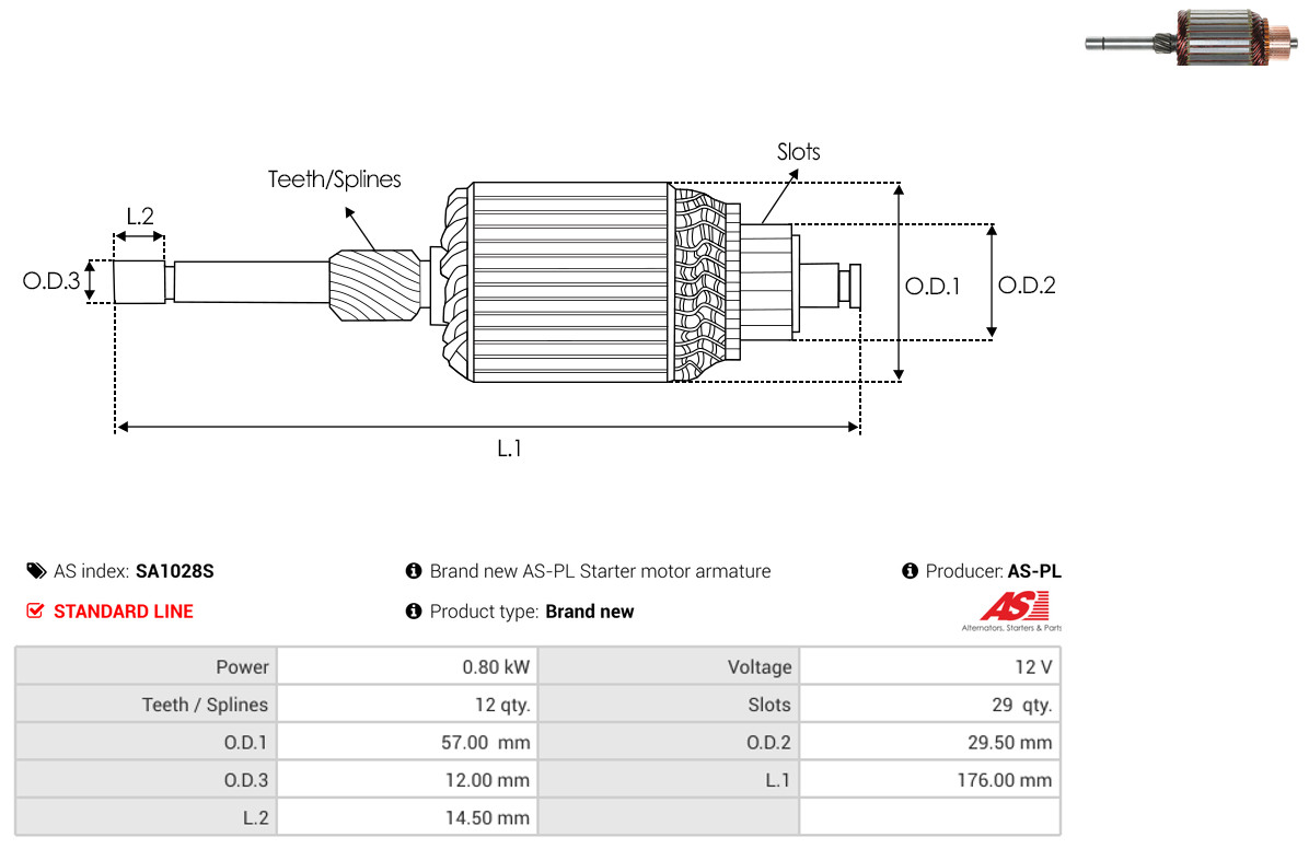 AS-PL Anker, Starter Universal 12V 57,00mm SA1028S Image