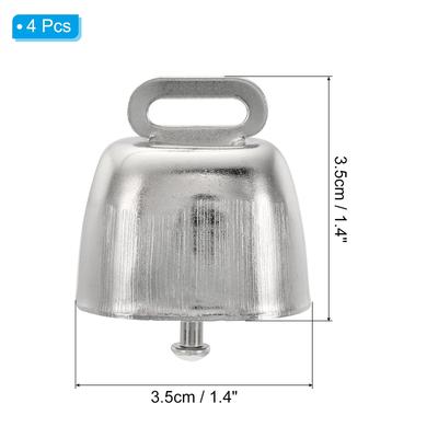 1.4 x 2.4 x 1.4" Mini Cow Bell, Silver Tone