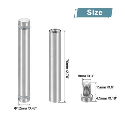 12Pcs Sign Standoff Screw, Stainless Steel Advertising Screw