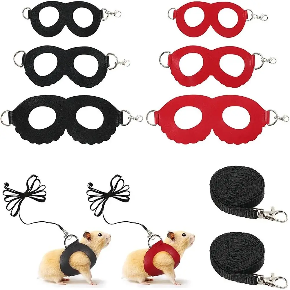 3Pcs PU Leder Hamster Brustgurt Winddicht Anti Verloren Seil Haustier Zucker Segelflugzeug 3 Farben Kleine Eichhörnchen Leine zugseil Image