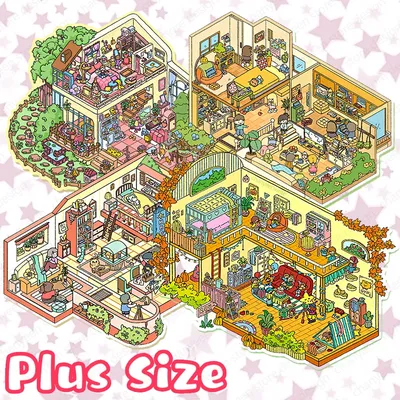 Plus Size Friend Party Landschaft Aufkleber Panda und Katze DIY 3D Taschenkabine Szene Aufkleber Image