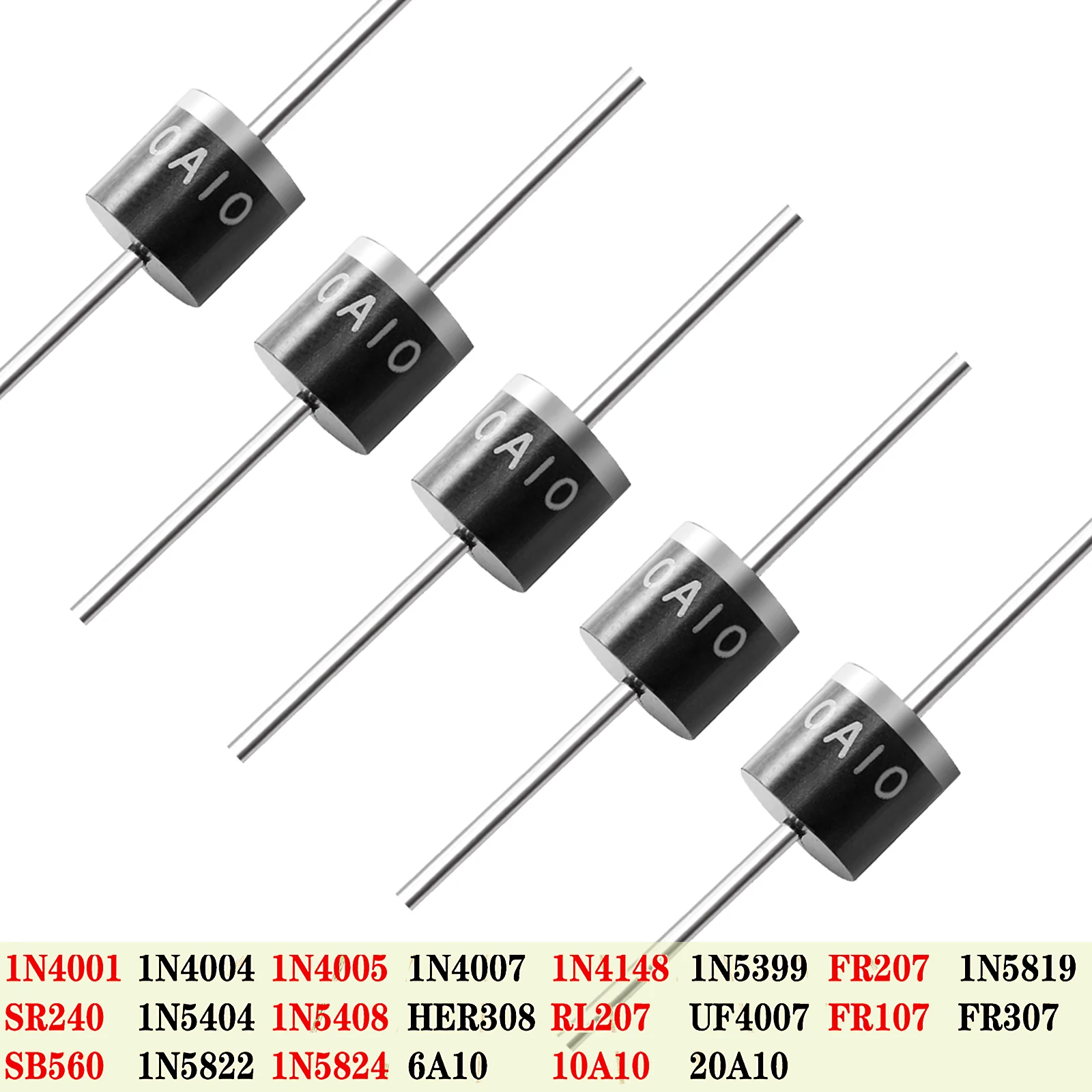 Gleichrichterdiode Hohe Qualität 1N4007 1N4001 1N5408 1N5819 1N5822 FR107 SR240 SR5100 RL207 UF4007 6A10 10A10 20A10 Image