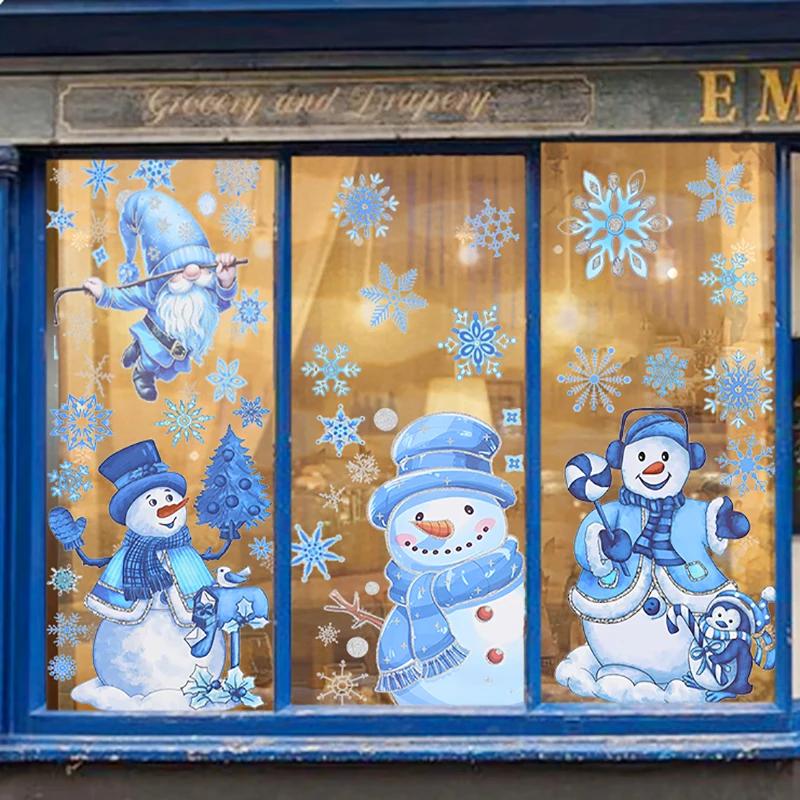 9 Blatt Weihnachten Schneemann Fensteraufkleber Cartoon Gnome Glas Aufkleber 2024 Weihnachtsdekoration PVC Elektrostatische Aufkleber Neujahr Image