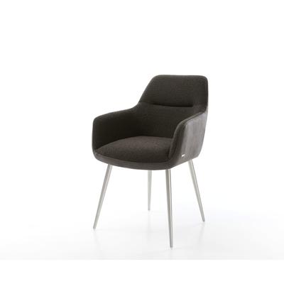 DELIFE Esszimmerstuhl Pejo-Flex Materialmix Schwarz 4-Fuß konisch Edelstahl Taschenfederkern, Esszimmerstühle Image