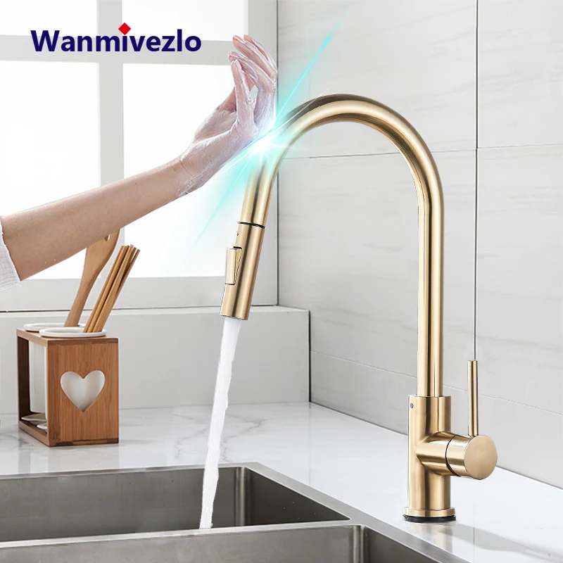 Rubinetto da cucina con sensore tattile estraibile Rotazione a 360 gradi Rubinetto da cucina intelligente Rubinetto con sensore Rubinetto miscelatore monocomando