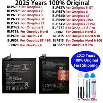 Original Battery For Oneplus one 1+ For OnePlus 1 2 3 1+3 One Nord 2 N10 X 3 3T 5 5T 6 6T 7 7T 8 8T 9 9R 9RT Pro Plus Batteries