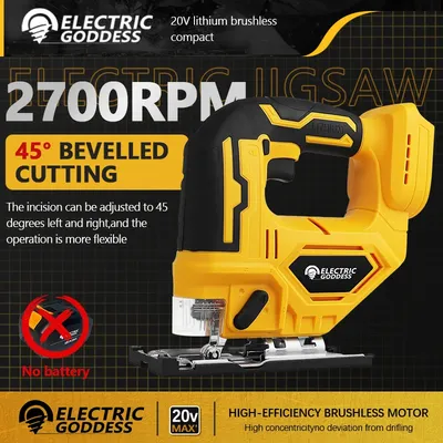 Electric Goddess Electric Brushless Cordless Scroll Saw 3 Gears Multifunction Wood cutting Table Tools for Dewalt 20V battery