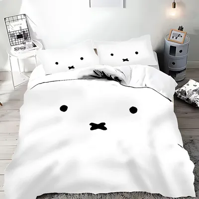Duvet Cover Pillowcase Miffys-Kawaii Bedding Set Adult Boy Girl Bedroom Decoration Children Gift Single Double Large Size