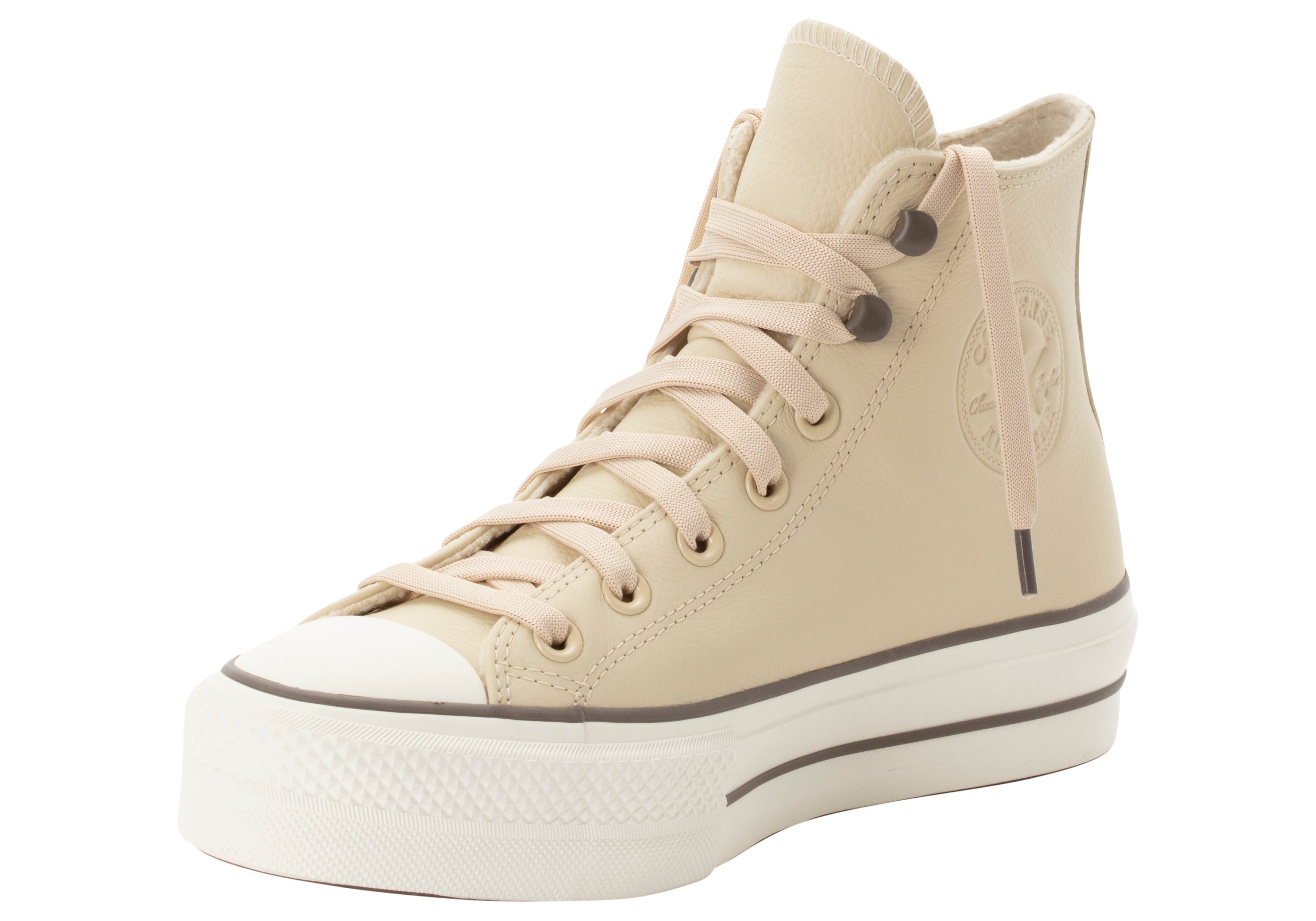 Sneaker CONVERSE "CHUCK TAYOR ALL STAR LIFT PLATFORM WEATHERIZED LEATHER", Damen, Gr. 36, beige (miso glaze, truffle, egret), Leder, Schuhe Sneaker