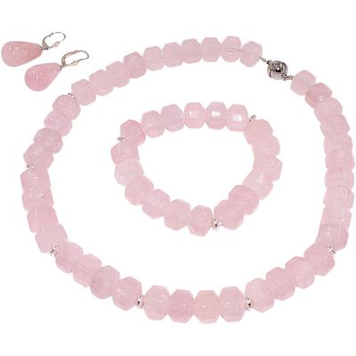 Schmuckset FIRETTI "Multipack Schmuck Geschenk Messing Ohrringe Armband Kette Edelsteine", bunt (silberfarben, rosa, ros