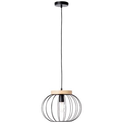 BRILLIANT Pendelleuchte "Sorana", braun (schwarz, holzfarben), Ø 35,5cm H: 130cm, Lampen, Hängeplampe, 130 cm Höhe, Ø 35,5 cm, E27, kürzbar, Metall/Holz Image