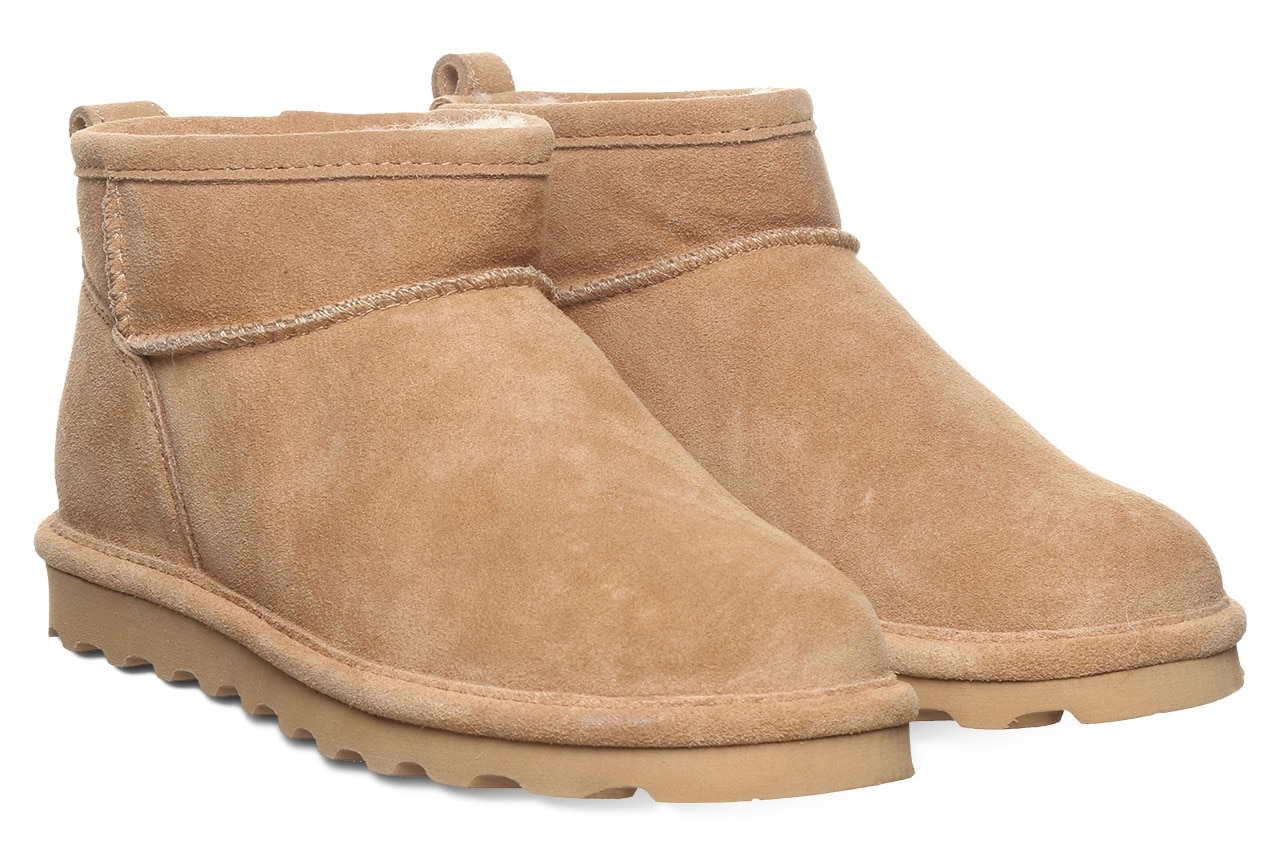 Winterboots BEARPAW "SHORTY", Damen, Gr. 37, beige, Veloursleder, Schuhe Winterboots, Winterstiefel, Schlupfstiefel mit herausnehmbarer Innensohle