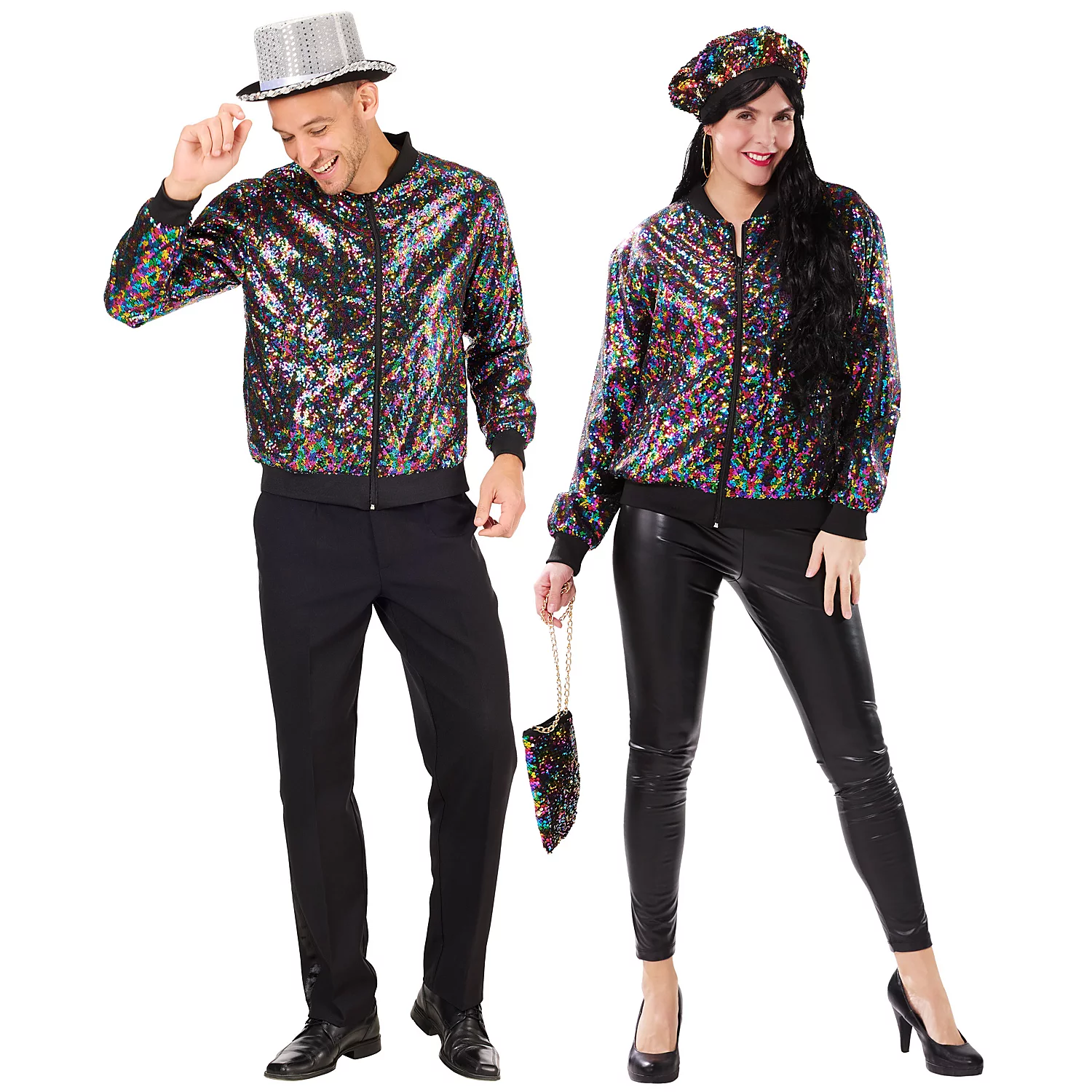 Veste à paillettes unisexe, multicolore