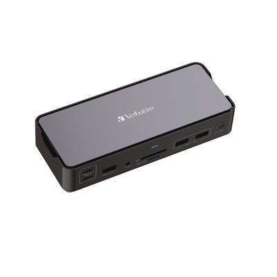 Verbatim USB-C Pro Docking Station 15-in-1, Audio/DisplayPort/HDMI/Micro SD/RJ45/SD/USB-A/USB-C, Gray (VER32171) Each Verbatim® Docking Stations