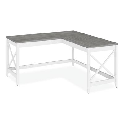 Workspace by Alera L-Shaped Farmhouse Desk, 58.27" x 58.27" x 29.53", Gray/White (ALEWSF5959GY) Each Workspace by Alera® Executive & Office Desks