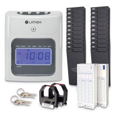 Lathem Time 400E Top-Feed Time Clock Bundle, Digital Display, White (LTH400EKIT) Each Lathem® Time Time Clocks