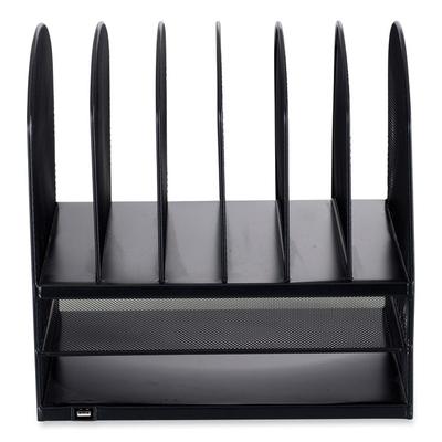 Safco Powered Onyx Desk Organizer w/2 Horizontal and 6 Upright Sections, Letter, 13.5 x 11.5 x 13, Black,Ships in 1-3 Business Days (SAF3233BL) Each S