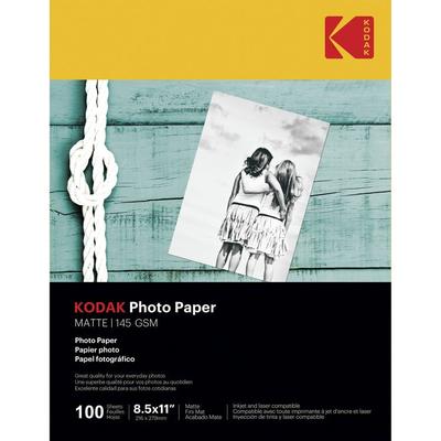 Kodak Photo Paper, Matte, Inkjet, 8-1/2"x11" , 100/PK, White (KOD41184) Pack of 100 Copy & Printer Paper