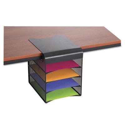 Safco Onyx Hanging Organizer, Solid Top Horizontal, 4 Compartments, Steel Mesh, 12.33 x 12 x 10, Black (SAF3242BL) Each Safco® Desktop Supplies Organi