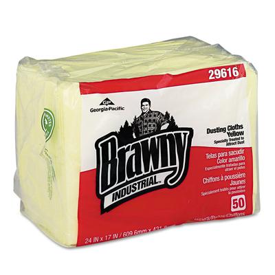 Brawny Professional Dusting Cloths Quarterfold, 17 x 24, Unscented, Yellow, 50/Pack, 4 Packs/Carton (GPC29616) Box of 200 Brawny® Professional Cleanin