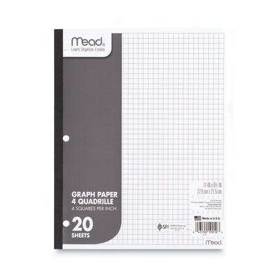 Mead Graph Paper Tablet, 3-Hole, 8.5 x 11, Quadrille: 4 sq/in, 20 Sheets/Pad, 12 Pads/Pack (MEA19010) 1 Pad Mead® Art & Design Paper