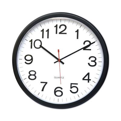 Universal Indoor/Outdoor Round Wall Clock, 13.5" Overall Diameter, Black Case, 1 AA (sold separately) (UNV11381) Each Universal® Clocks