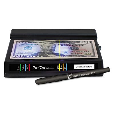 Dri-Mark Tri Test Counterfeit Bill Detector with Pen, U.S.; Canadian; Mexican; EU; UK; Chinese Currencies, 7 x 4 x 2.5, Black (DRI351TRI) 1 Box Dri-Ma