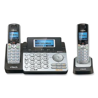 Vtech DS6151-2 Two-Handset Two-Line Cordless Phone with Answering System, Black/Silver (VTE80088300) Each Vtech® Telephones