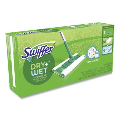 Swiffer Sweeper Mop, 10 x 4.8 White Cloth Head, 46" Silver/Green Aluminum/Plastic Handle (PGC49947) Swiffer® Floor Dusters & Accessories