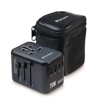 Verbatim UTA-09 Gan III Universal Travel Adapter, (2) USB-A/(2) USB-C/USB-C with Power Delivery 3.0 (VER32124) Each Verbatim® Adapters/Chargers