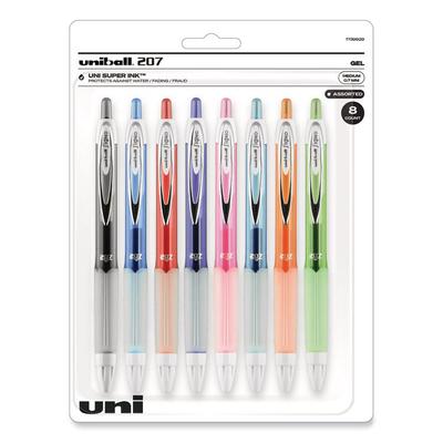 uniball Signo 207 Gel Pen, Retractable, Medium 0.7 mm, Assorted Ink and Barrel Colors, 8/Pack (UBC1739929) Set of 8 uniball® Pens