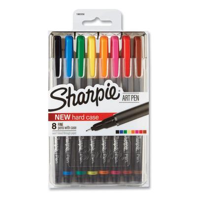 Sharpie Art Pen Porous Point Pen with Hard Case, Stick, Fine 0.4 mm, Assorted Ink and Barrel Colors, 8/Pack (SAN1982056) Set of 8 Sharpie® Calligraphy