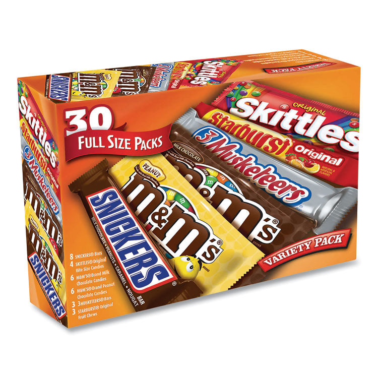 MARS Full-Size Candy Bars Variety Pack, Assorted, 30/Box, Ships in 1-3 Business Days (GRR22000084) Case of 30 Candy, Gum & Mints