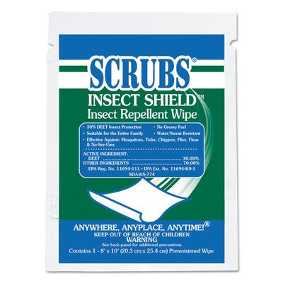 SCRUBS Insect Shield Insect Repellent Wipes, 8 x 10, Floral, 100/Carton (ITW91401) Case of 100 SCRUBS® Insect Repellents