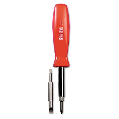 Great Neck 4 in-1 Screwdriver w/Interchangeable Phillips/Standard Bits, Assorted Colors (GNSSD4BC) Each Great Neck® Automotive Tools