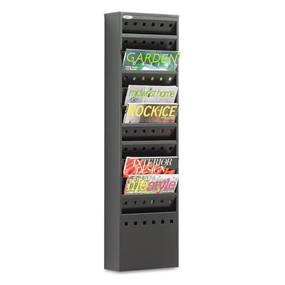 Safco Steel Magazine Rack, 11 Compartments, 10w x 4d x 36.25h, Black (SAF4321BL) Each Safco® Literature Racks & Displays
