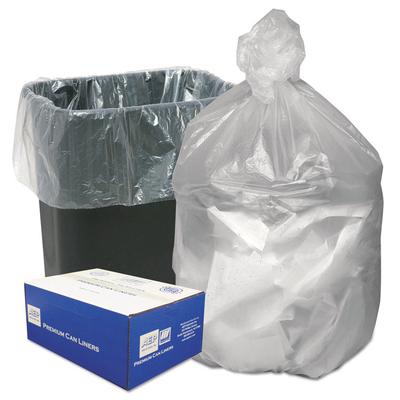 Ultra Plus Can Liners, 10 gal, 8 microns, 24" x 24", Natural, 50 Bags/Roll, 20 Rolls/Carton (WBIHD24248N) 20 Rolls Ultra Plus® High-Density Trash Bags