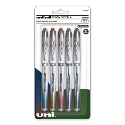 uniball VISION ELITE BLX Series Hybrid Gel Pen, Stick, Bold 0.8 mm, Assorted Ink and Barrel Colors, 5/Pack (UBC1832404) Set of 5 uniball® Pens