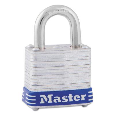 Master Lock Four-Pin Tumbler Lock, Laminated Steel Body, 1.12" Wide, Silver/Blue, 2 Keys (MLK7D) Each Master Lock® Locking Devices