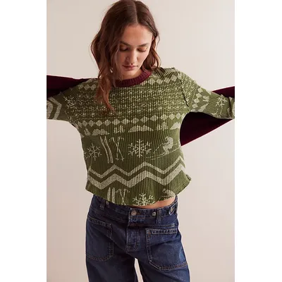We The Free Blissful Layering Tee at Free People in Ski Green, Size: XS