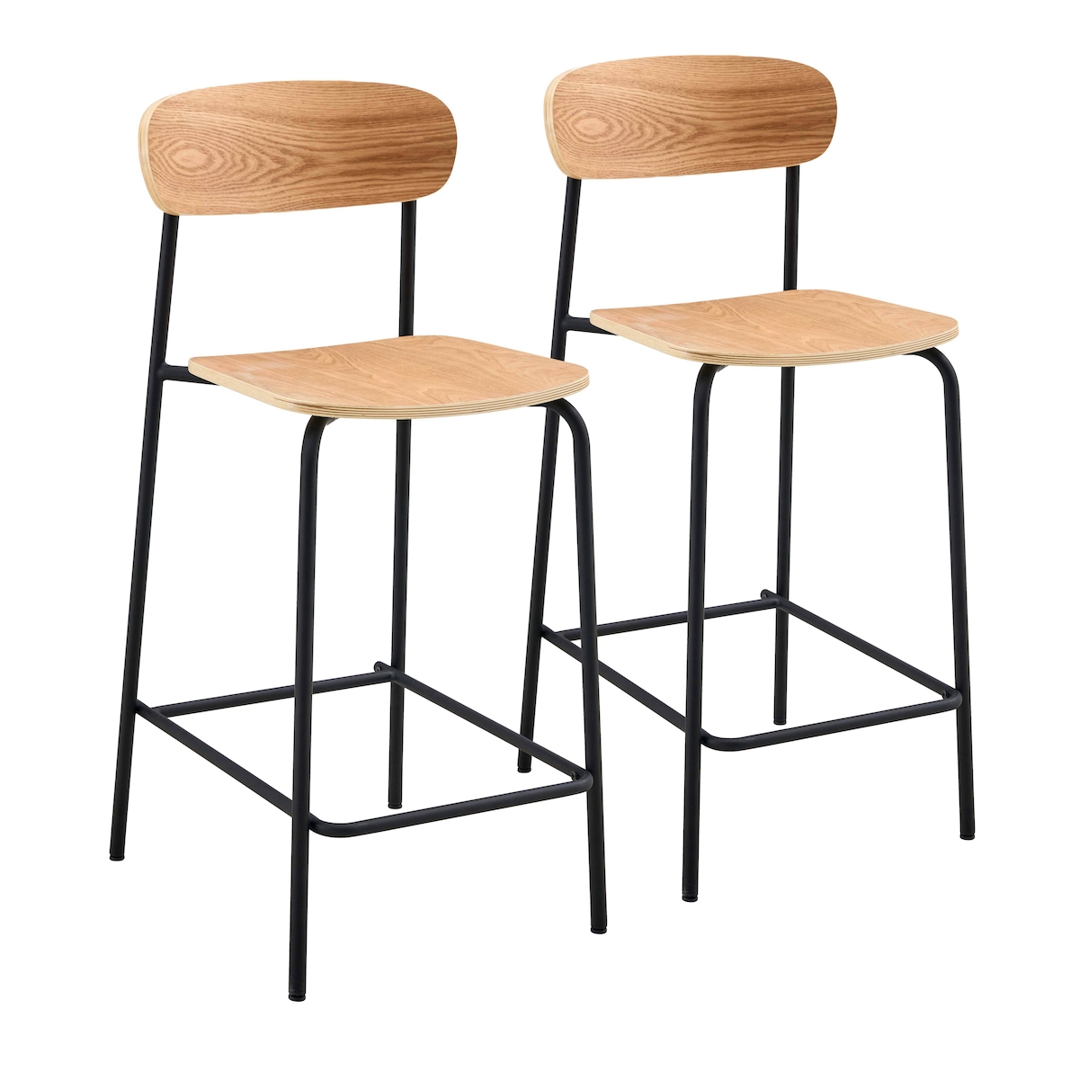 Oviala Business 2er-Set Hochstühle aus Metall und schwarzem Holz Image