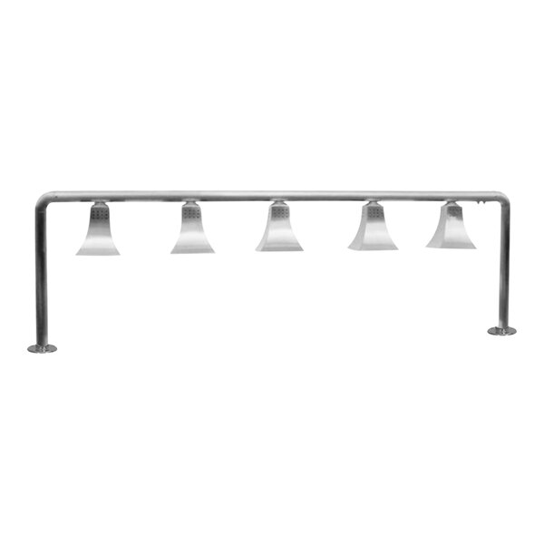 Hanson Heat Lamps 5-FS-500-CH-FM-BAC-120V 68 1/2" x 26" 500-Style 5-Bulb Chrome Mountable Heat Lamp with Back-Mounted Power Cord - 120V